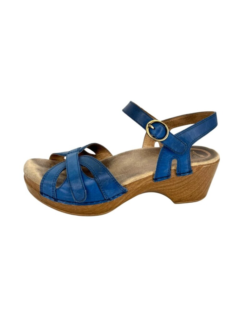 Dansko Season Blue Leather Strappy Sandals Boho Casual Summer Party Size 37 US 7